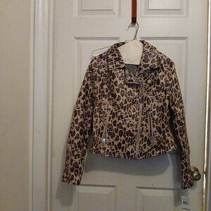 Vigoss Women Size M Leopard Print Faux Leather Jacket/. Coat